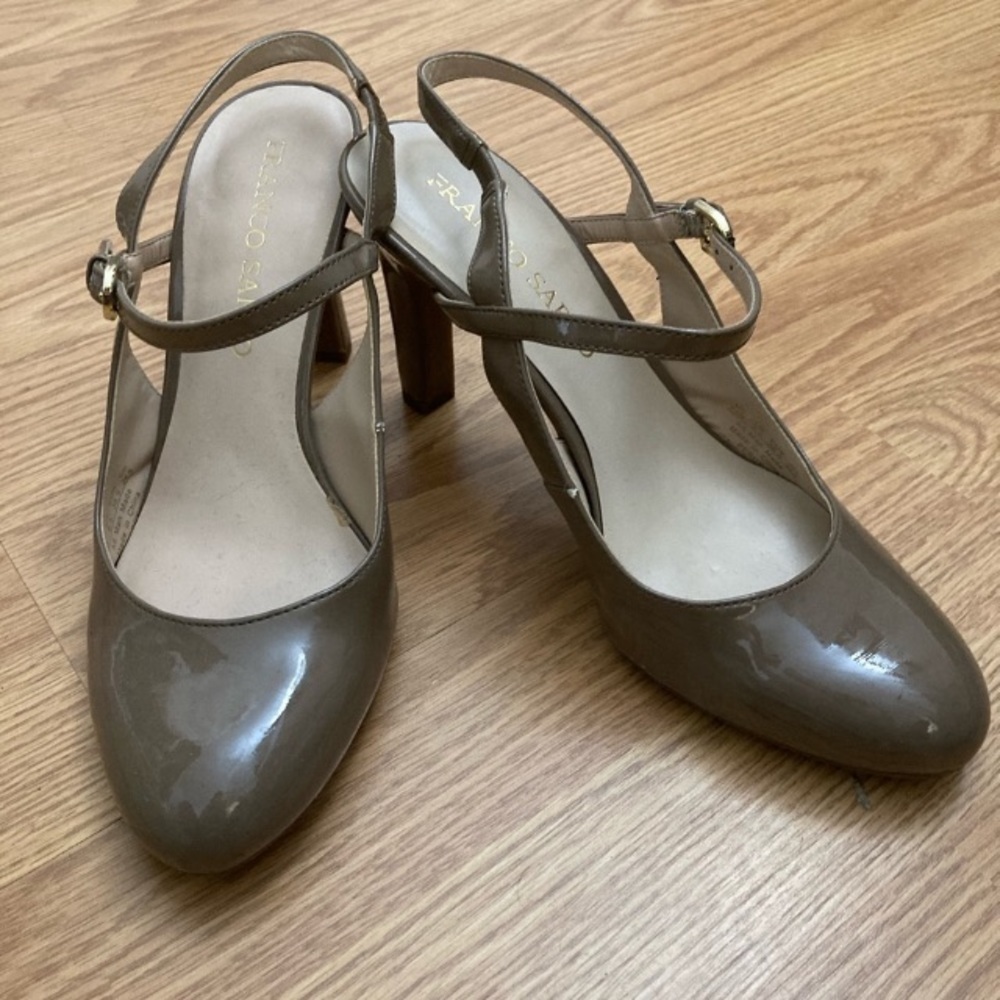 Franco Sarto Patent Heeled 7 1/2 Beige Shoes